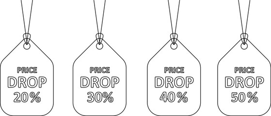 Price tag icons set. line art style. Vector illustration 