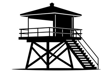 
Lifeguard tower Silhouette vector, Safeguard tower black on a white background.
