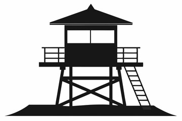 
Lifeguard tower Silhouette vector, Safeguard tower black on a white background.
