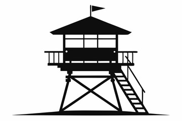 
Lifeguard tower Silhouette vector, Safeguard tower black on a white background.
