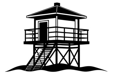 
Lifeguard tower Silhouette vector, Safeguard tower black on a white background.
