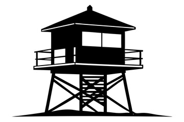 
Lifeguard tower Silhouette vector, Safeguard tower black on a white background.
