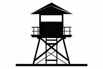 
Lifeguard tower Silhouette vector, Safeguard tower black on a white background.
