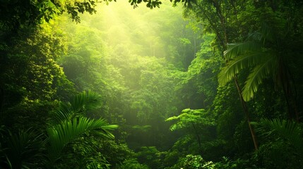 A lush forest being revived through dedicated reforestation efforts, nature conservation