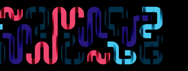 Dynamic waves, flowing lines, stripes vector geometric elements minimal pattern. Vector Illustration For Wallpaper, Banner, Background, Card, Book Illustration, landing page