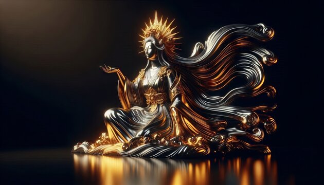 Metallic Amaterasu the Japanese Sun Goddess