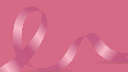 A Pink Heart ribbon with text Breast cancer awareness. Breast Cancer Awareness Month Banner vector, illustration design.