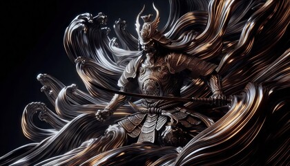 Metallic Hachiman the Japanese God of War and Protection