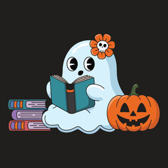 Cute Ghost and Pumpkin Clipart Vector Design for Halloween Decorations and Crafts
