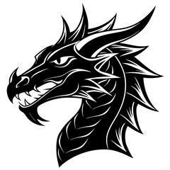 Fototapeta premium Dragon head silhouette vector illustration 