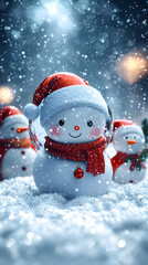 Cute Snowman Snow Globe characters Graphic Design Christmas Holiday 
