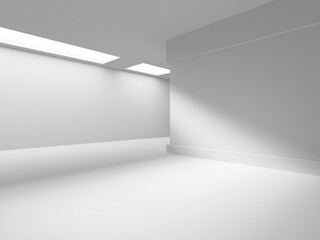 Fototapeta premium White futuristic interior architectural building. Empty futuristic room