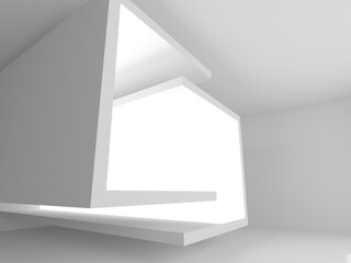 Fototapeta premium White futuristic interior architectural building. Empty futuristic room