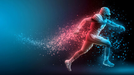 Fototapeta premium Abstract American Football Player Illustration with Grunge Background