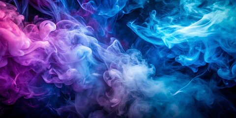 Fototapeta premium Abstract Blue and Purple Smoke Swirls, Color Smoke Photography , Vapor , Abstract , Background