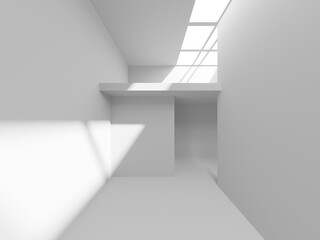 Minimalistic room space. White clean empty architecture interior