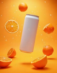 Aluminum soda can | Mockup | Advertising drinks product with a glass cup