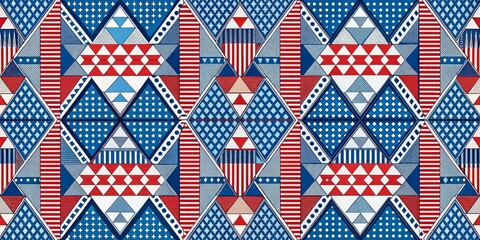 Fototapeta premium American Flag Geometric Pattern, Red, White, Blue, Geometric Design, Patriotic , Graphic Design
