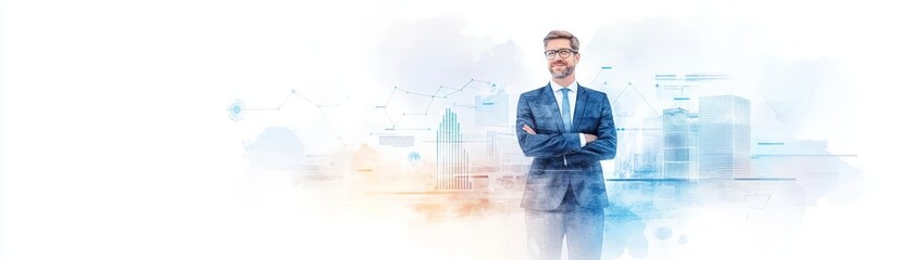 Fototapeta premium A professional portrait of a business executive in a hightech office setting