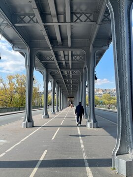 Walkway under a bridge