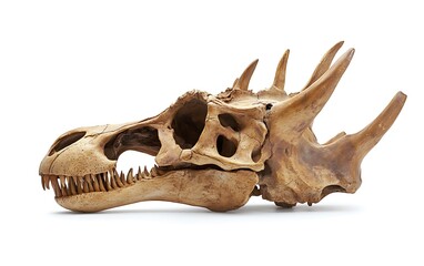 Detailed Kentrosaurus Skull in Side View on White Background for Paleontology Study and Research