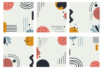 square background vibrant colors and a variety of abstract shapes, such as circles, lines, and dots. Perfect for modern design projects, social media graphics, or as a decorative element