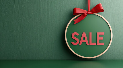 Cyber Monday green "SALE" sign, elegant festive background, 3D illustration