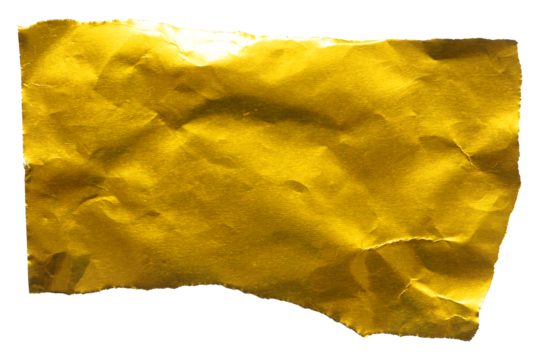 Transparent png of Crushed Gold Paper Fragment with Torn Edges: Elegant Texture and Luxury Detail