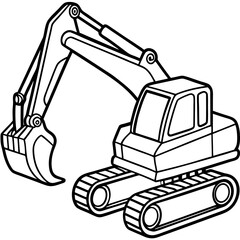 Excavator line art isolated on a white background 
