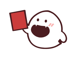 レッドカードを持つオバケのイラスト素材