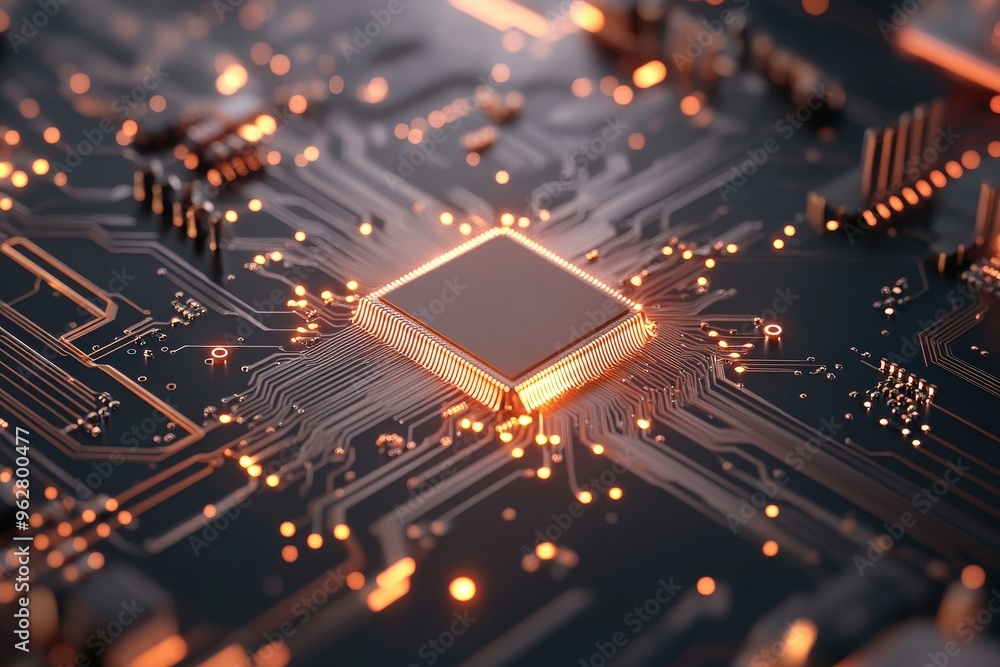 Poster illuminated circuit board design creating a stunning visual display of digital technology artistry