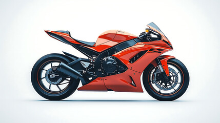 Obraz premium A powerful sports motorcycle in a high-angle view on a white background