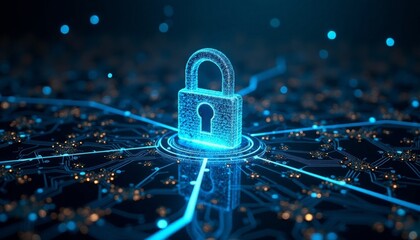 Cyber Security Digital Protection Modern Business Landscape Futuristic Technology Design