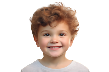 White boy smiling on transparent background. PNG cut out. Vector. Childhood themes. American boy. European boy. French boy. Image for graphic designer. Image for flyers.