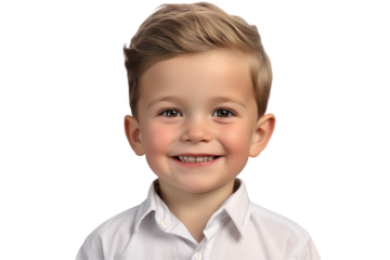 White boy smiling on transparent background. PNG cut out. Vector. Childhood themes. American boy. European boy. French boy. Image for graphic designer. Image for flyers.