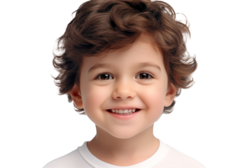 White boy smiling on transparent background. PNG cut out. Vector. Childhood themes. American boy. European boy. French boy. Image for graphic designer. Image for flyers.