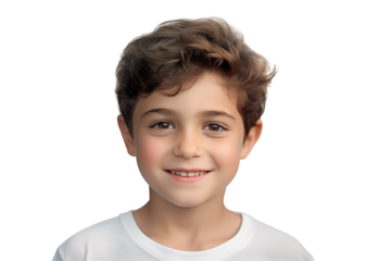 White boy smiling on transparent background. PNG cut out. Vector. Childhood themes. American boy. European boy. French boy. Image for graphic designer. Image for flyers.