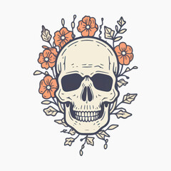Skull with flowers illustration