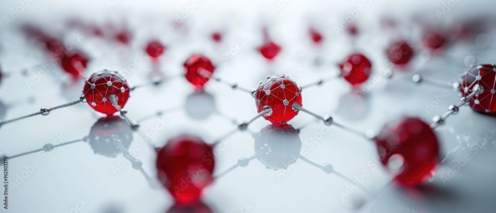 Poster a close up of many red spheres arranged in a pattern
