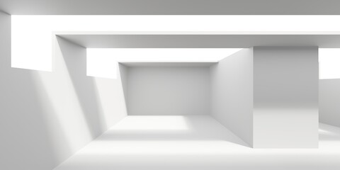 Minimalistic room space. White clean empty architecture interior