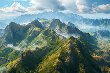 Obraz premium The breathtaking aerial view of the beautiful tantra mountain chain and its picturesque landscape