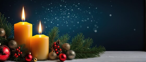Candles And Pine Branches