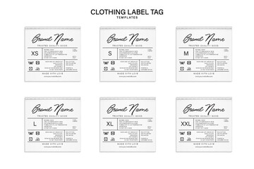 Fototapeta premium set of neck label clothing fabric description info of washing intruction design templates