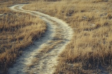 Fototapeta premium Serene winding path golden dry grass