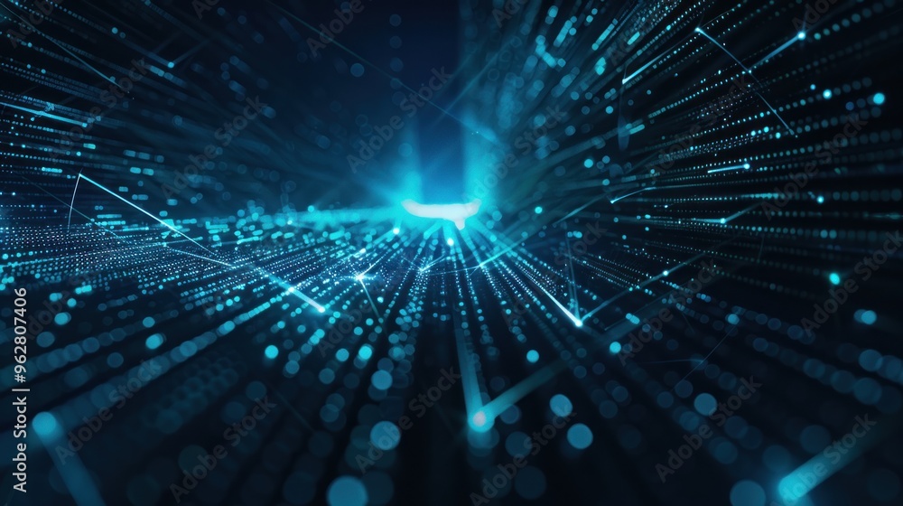 Poster abstract digital network with glowing lines and dots