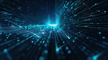 Abstract Digital Network with Glowing Lines and Dots