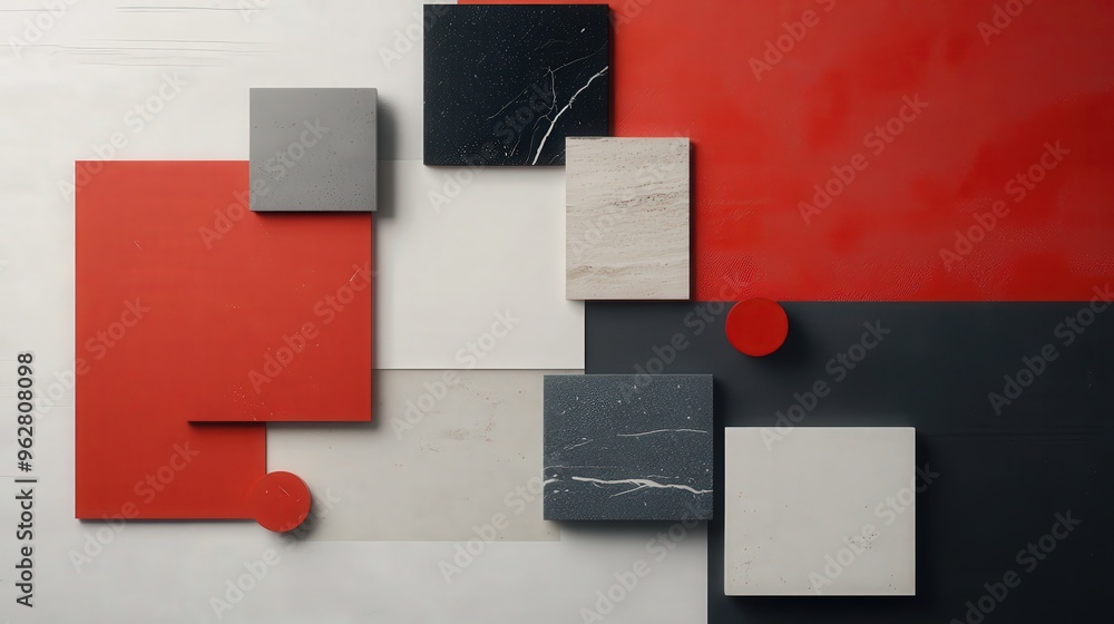 Poster intriguing composition of geometric color coordination with textures and vibrant hues displayed