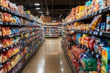 Fototapeta premium Grocery Store Aisle with Variety of Snacks and Goods