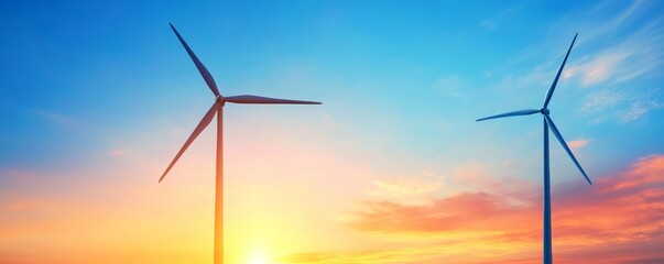 Obraz premium Clean Wind Turbines Generating Renewable Energy with Green Technology