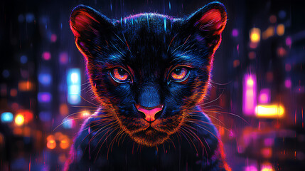 close up of a cute illustration of a baby black panther